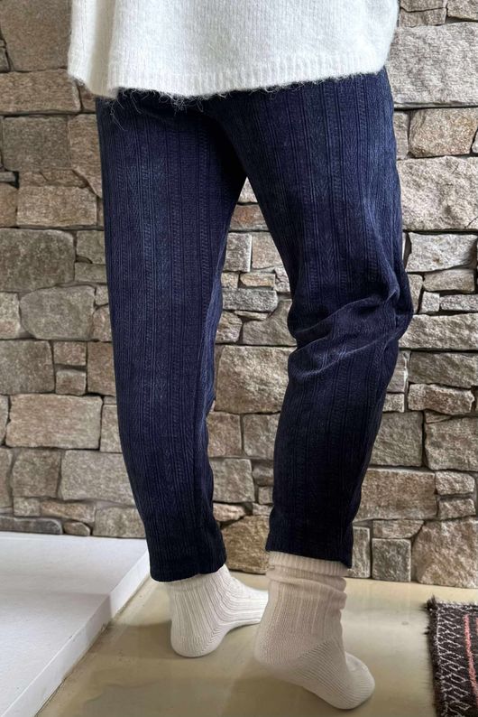 Nuk Stretch Velour Tapered Pant Navy